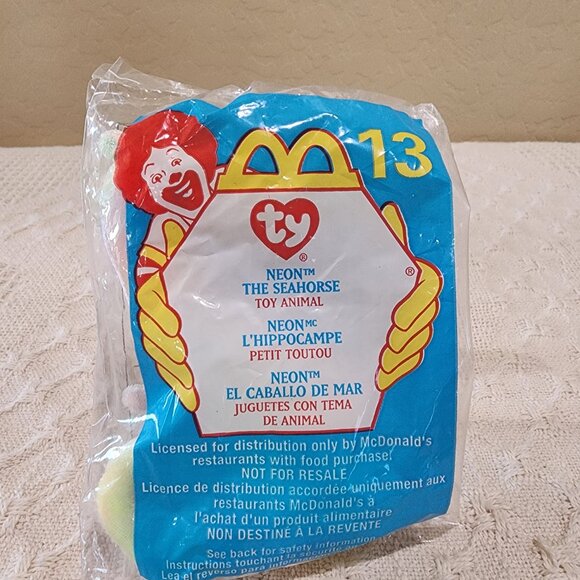 2000 TY TEENIE BEANIE BABIES McDonalds Happy Meal NEON THE SEAHORSE #13 NIP Plus - Picture 5 of 6